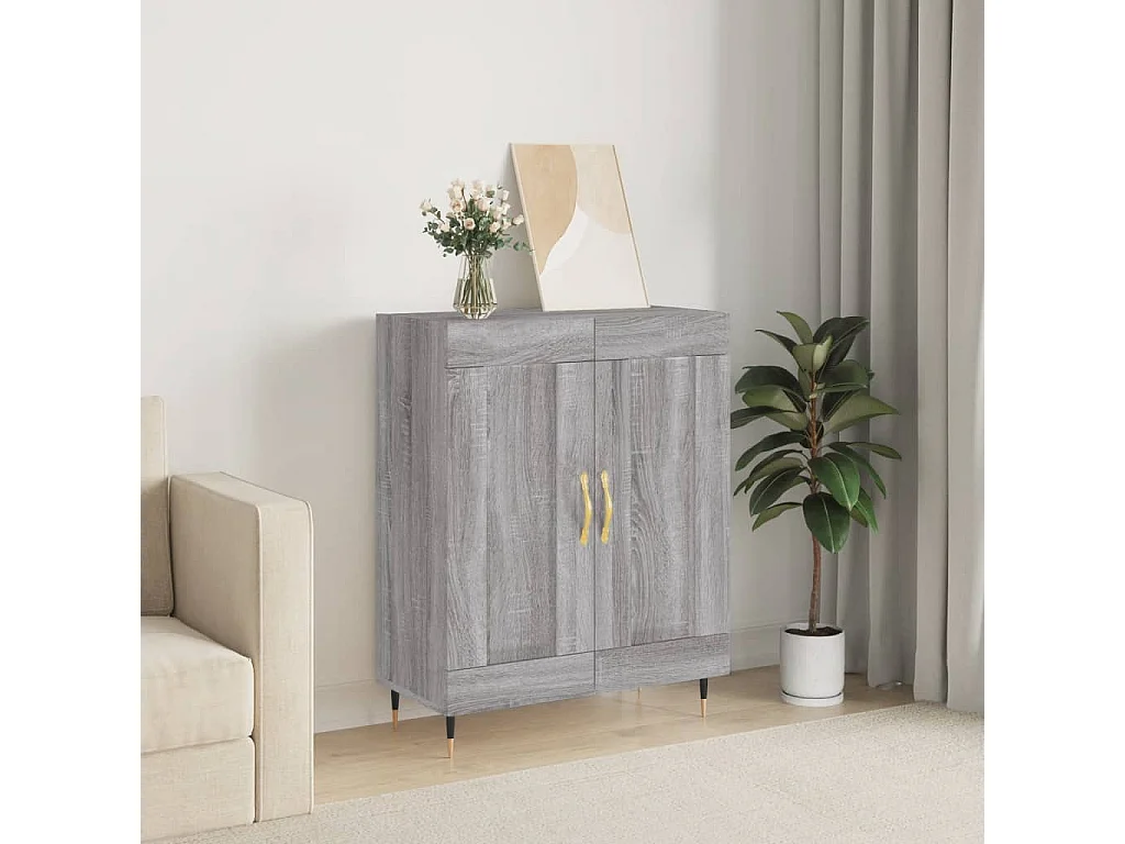 Dressoir 69,5x34x90 cm bewerkt hout grijs sonoma eikenkleurig