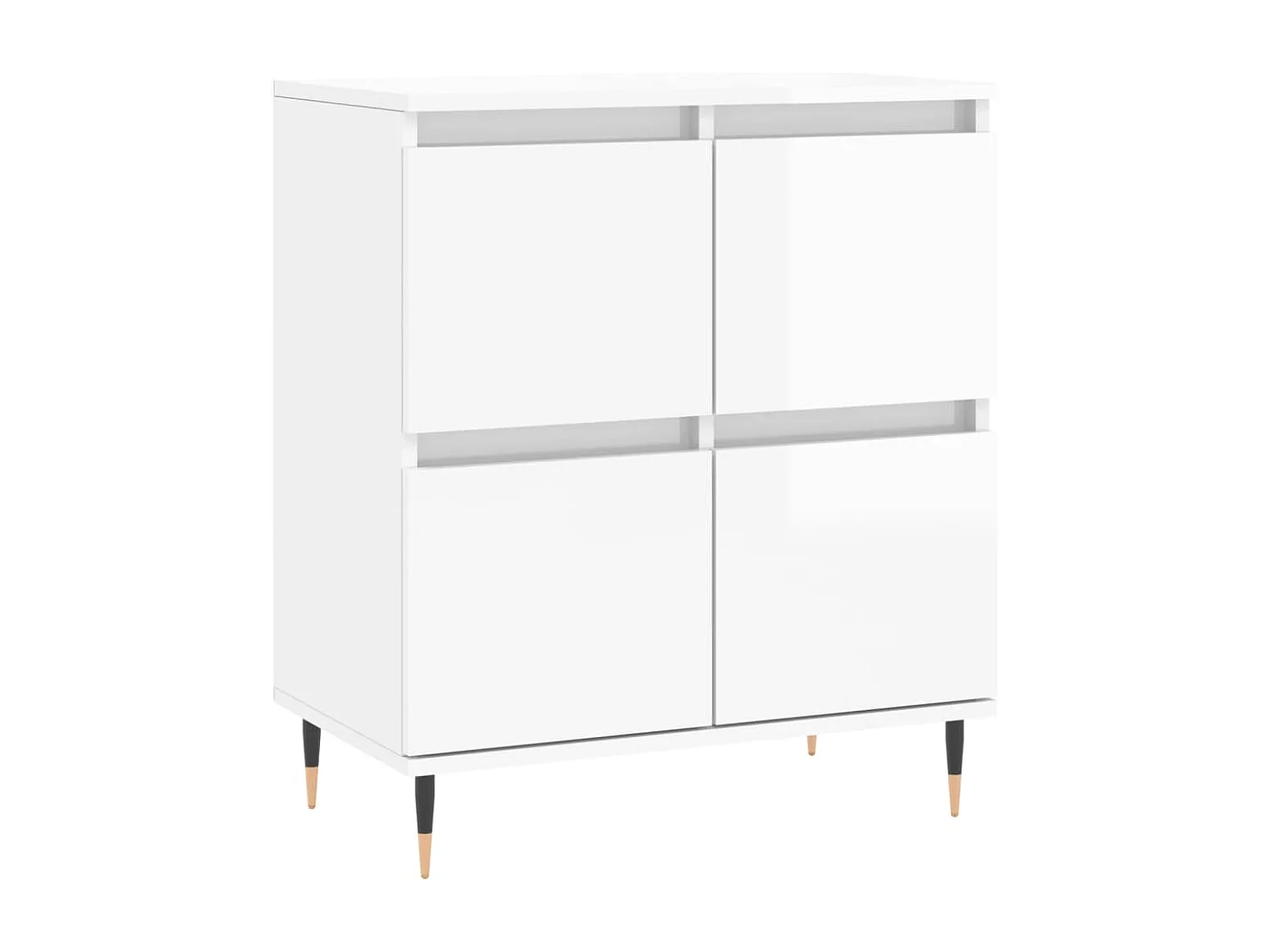Credenza Bianco Lucido 60x35x70 cm in Legno Multistrato
