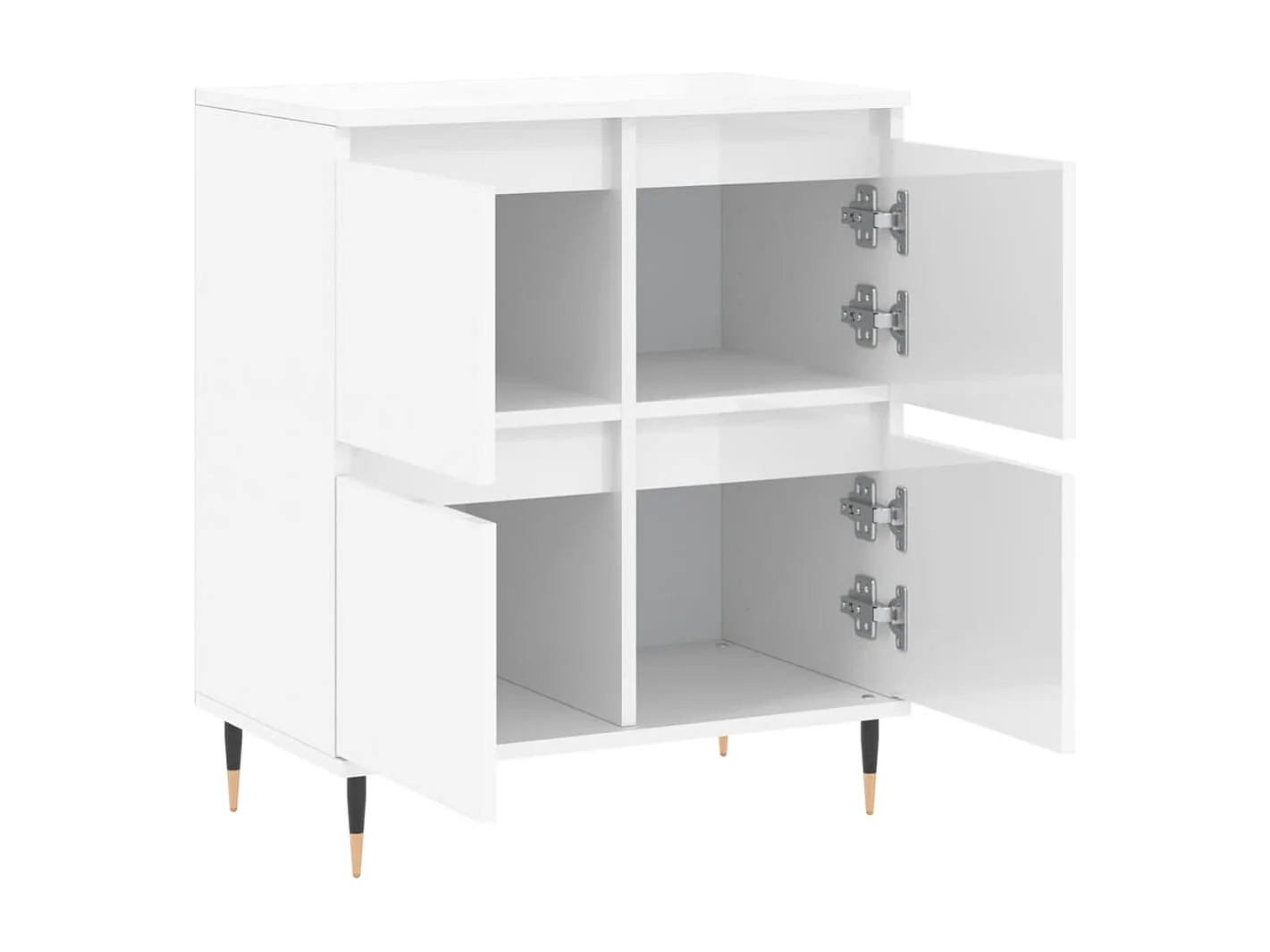 Credenza Bianco Lucido 60x35x70 cm in Legno Multistrato