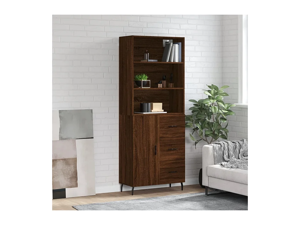 Buffet haut Chêne marron 69,5x34x180 cm Bois d'ingénierie
