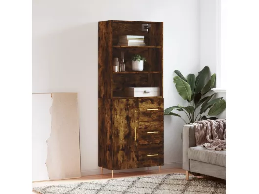 Kauf Unique Highboard Räuchereiche 69,5x34x180 cm Holzwerkstoff