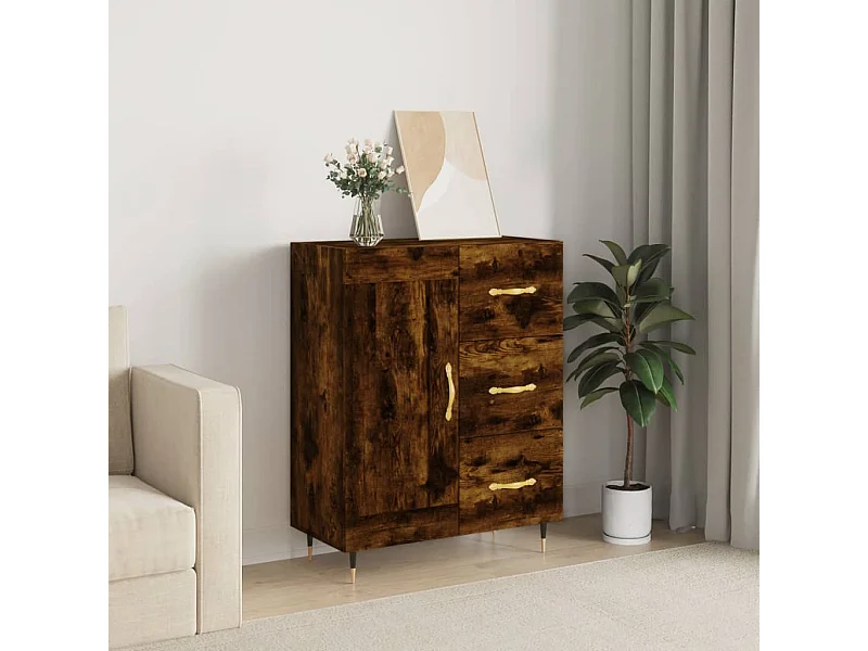 Buffet chêne fumé 69,5x34x90 cm bois d'ingénierie