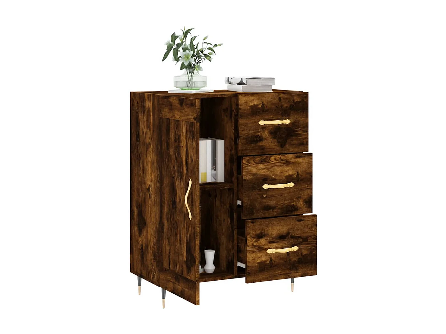 Credenza Rovere Fumo 69,5x34x90 cm in Legno Multistrato