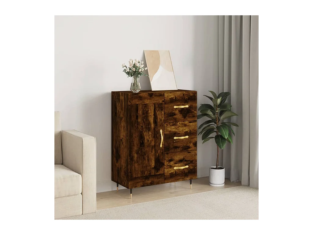 Buffet chêne fumé 69,5x34x90 cm bois d'ingénierie