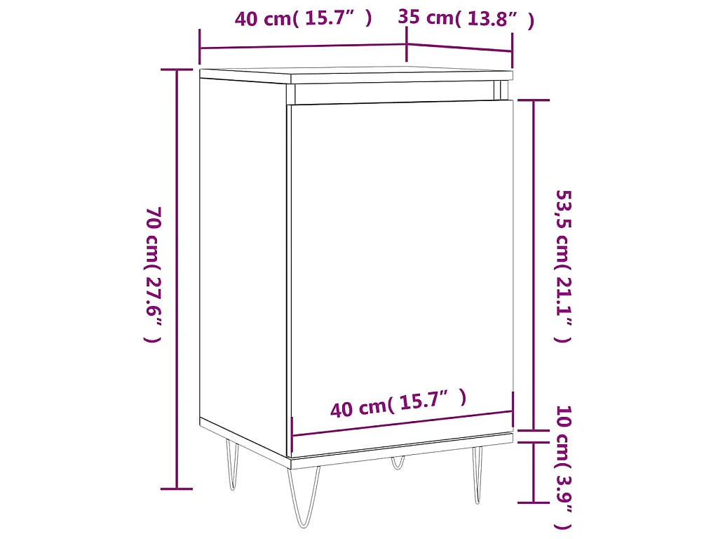 Buffet chêne sonoma 40x35x70 cm bois d'ingénierie