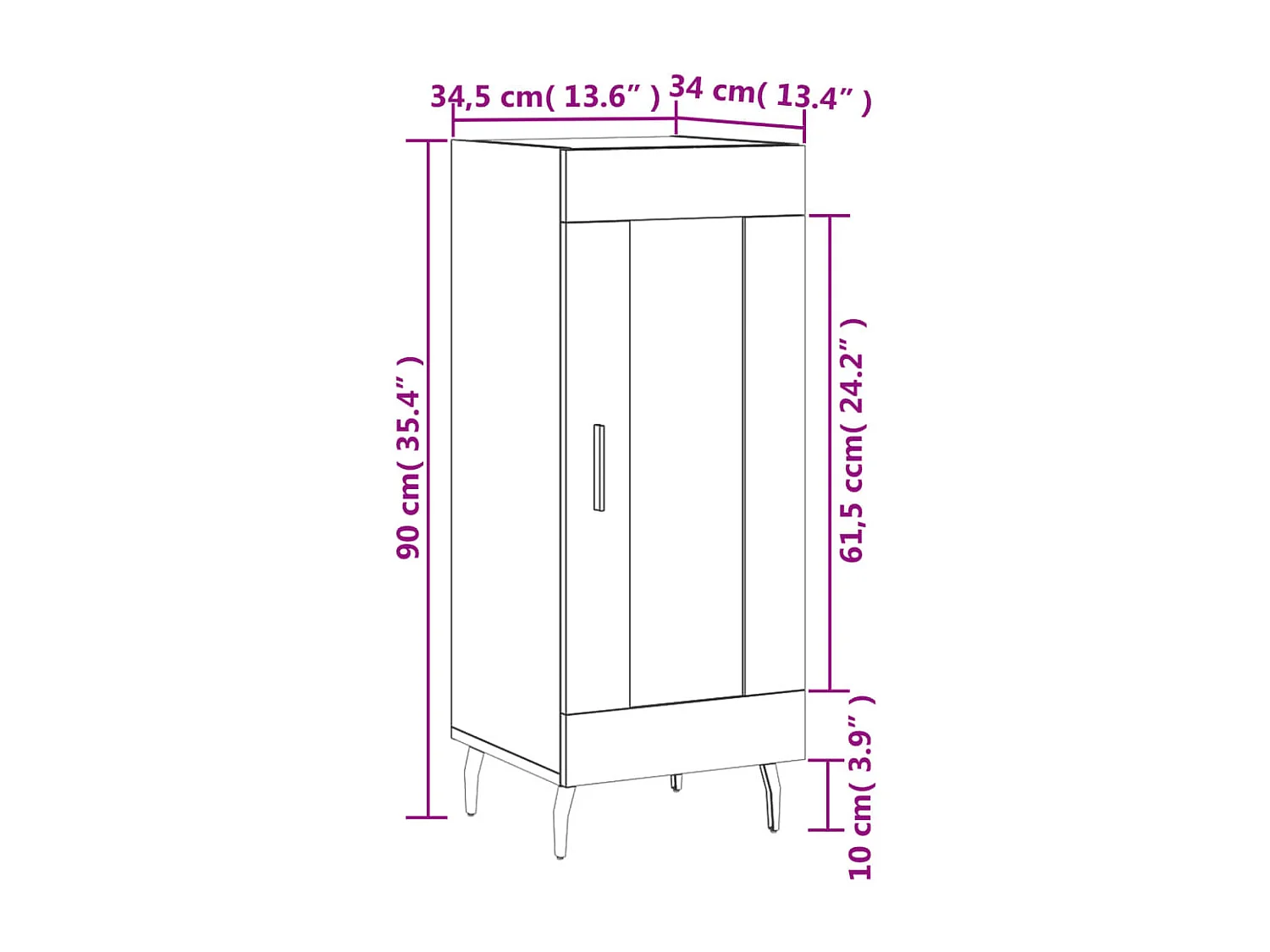 Buffet Chêne sonoma 34,5x34x90 cm Bois d'ingénierie