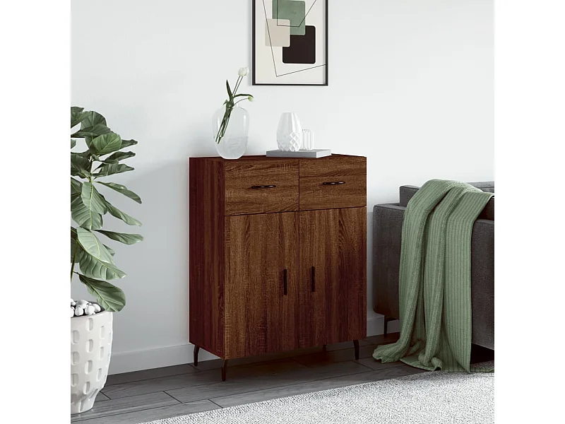 Buffet chêne marron 69,5x34x90 cm bois d'ingénierie