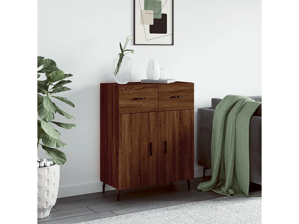 Buffet chêne marron 69,5x34x90 cm bois d'ingénierie