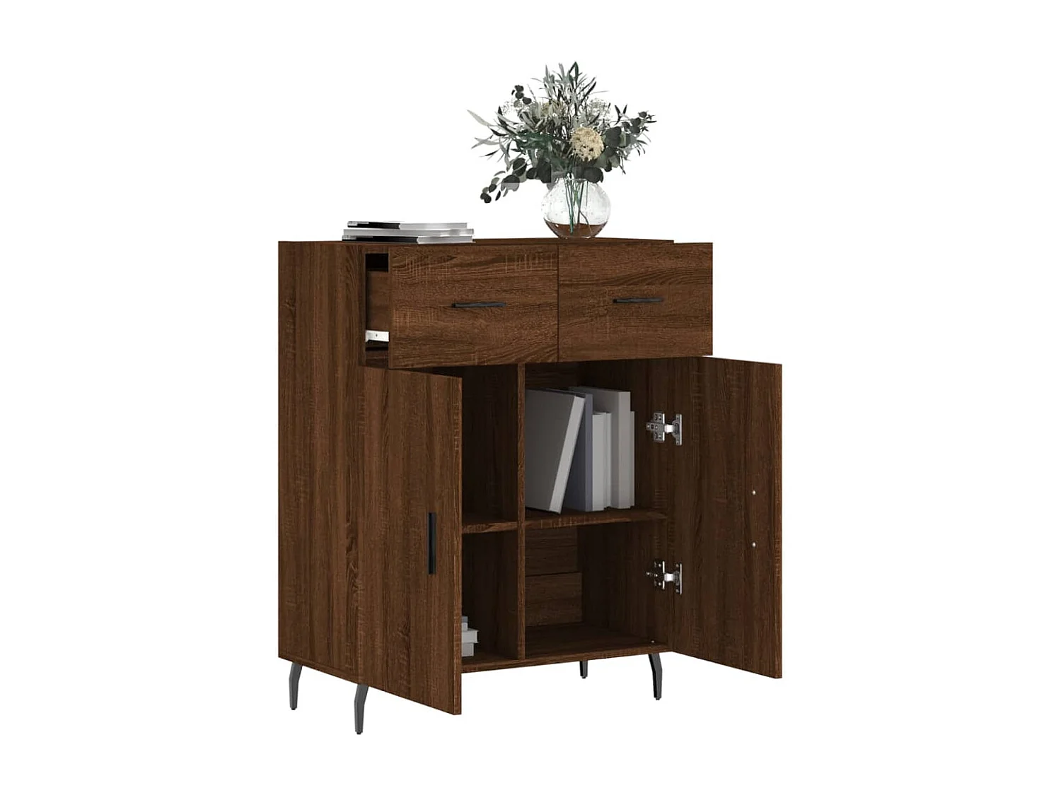 Buffet chêne marron 69,5x34x90 cm bois d'ingénierie