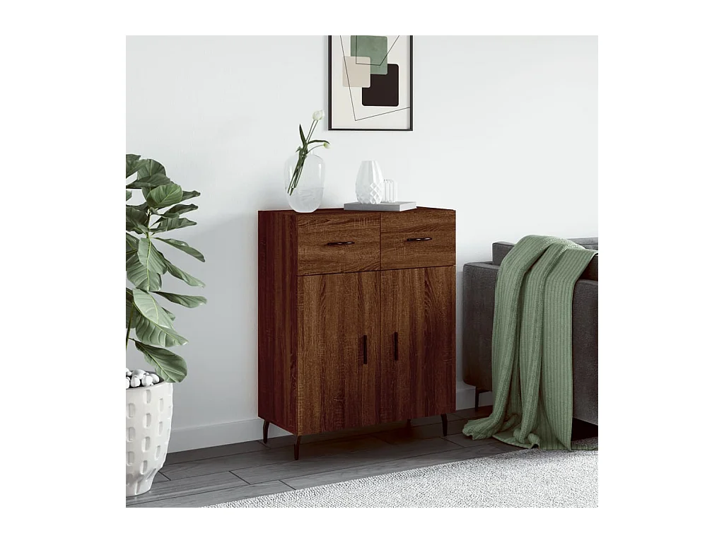 Buffet chêne marron 69,5x34x90 cm bois d'ingénierie