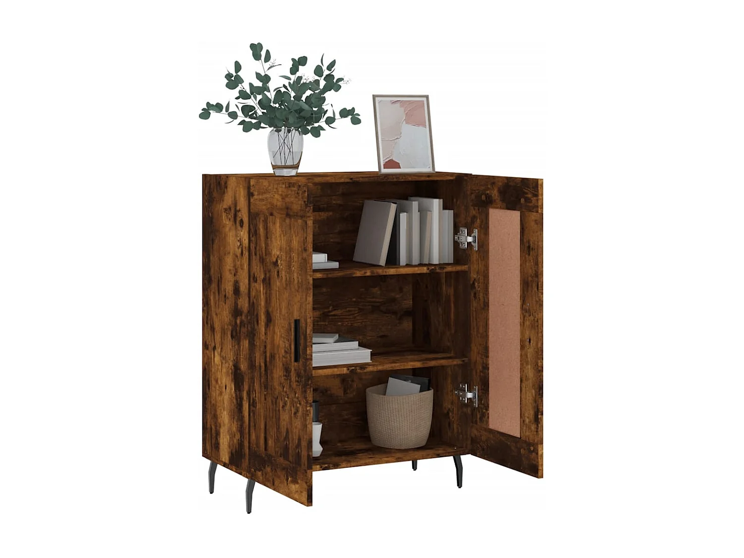 Buffet chêne fumé 69,5x34x90 cm bois d'ingénierie