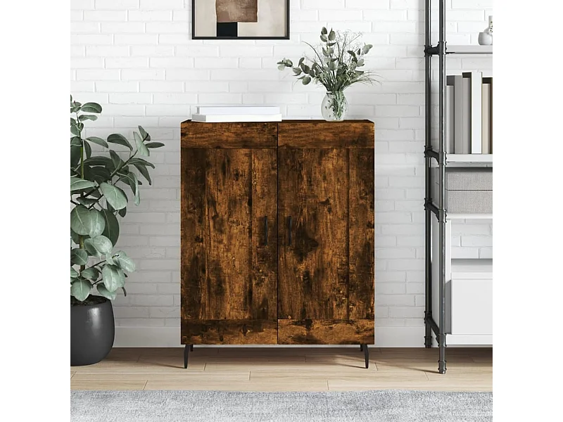 Buffet chêne fumé 69,5x34x90 cm bois d'ingénierie