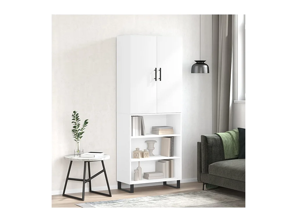 Buffet haut Blanc 69,5x34x180 cm Bois d'ingénierie