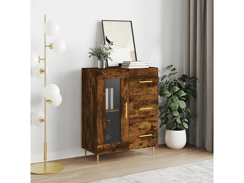 Aparador de madera de ingeniería roble ahumado 69,5x34x90 cm