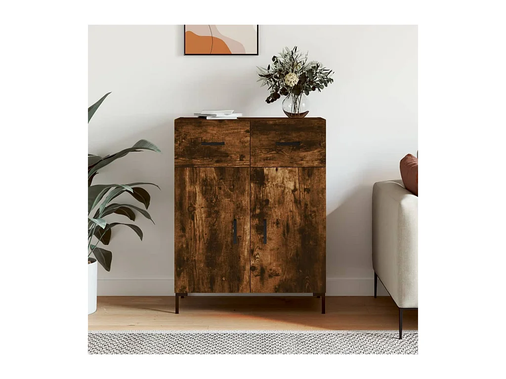 Buffet chêne fumé 69,5x34x90 cm bois d'ingénierie
