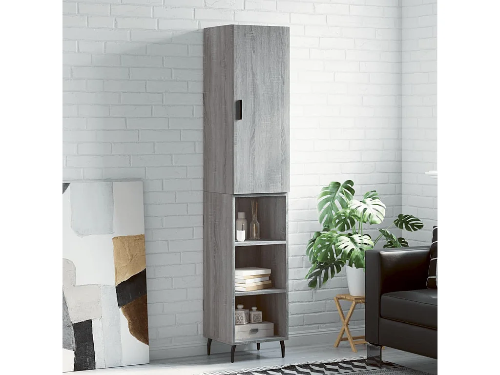 Highboard Grau Sonoma 34,5x34x180 cm Holzwerkstoff