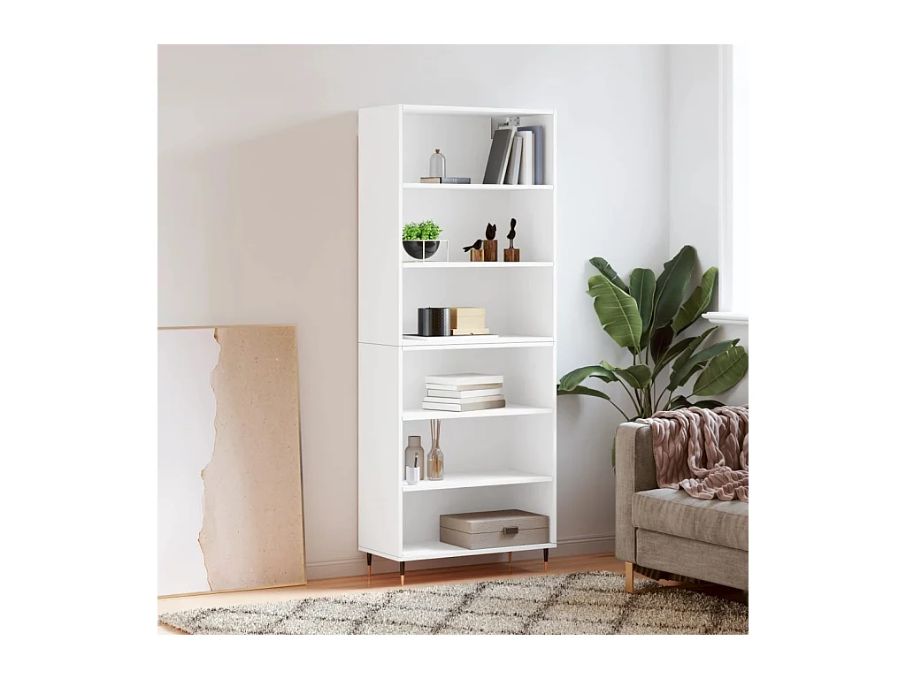 Buffet blanc 69,5x32,5x180 cm bois d'ingénierie