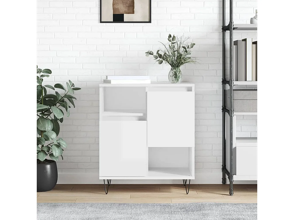 Buffet Blanc brillant 60x35x70 cm Bois d'ingénierie