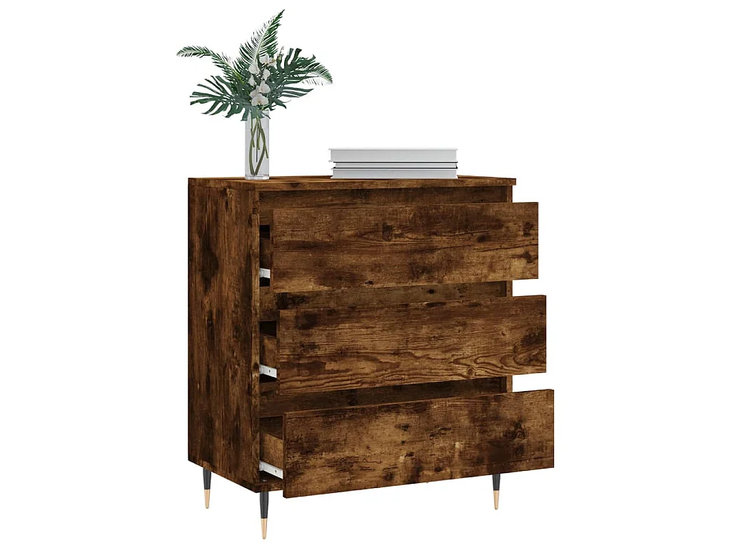 Dressoir 60x35x70 cm bewerkt hout gerookt eikenkleurig