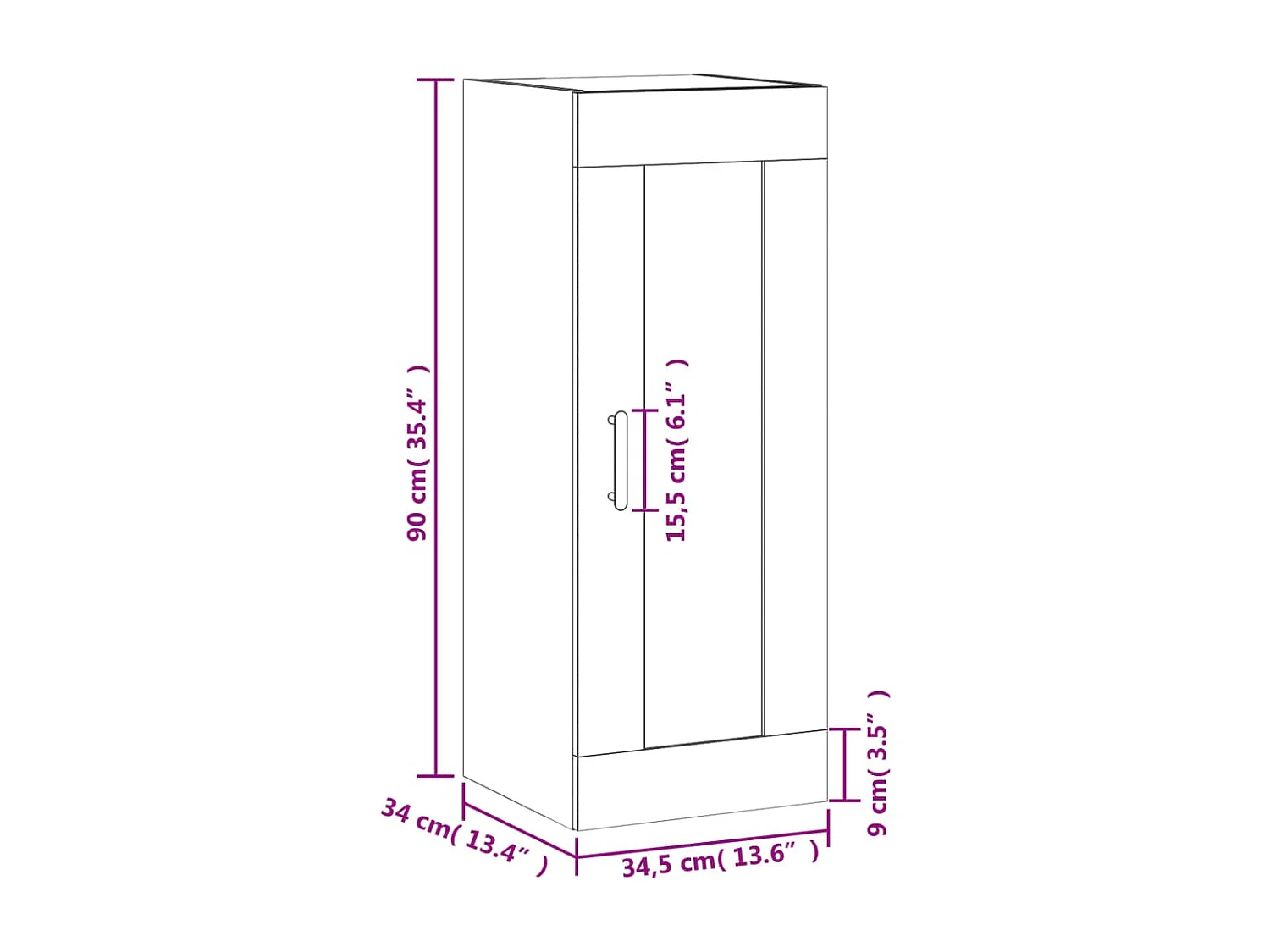 Armoire murale blanc 34,5x34x90 cm bois d'ingénierie