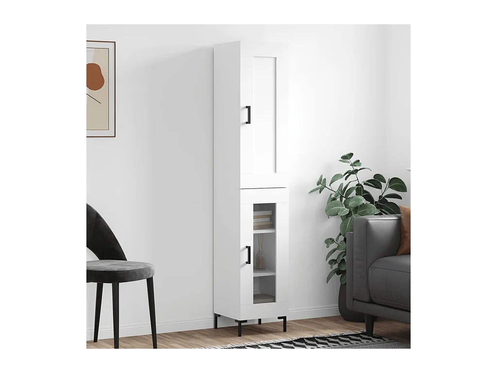 Buffet haut Blanc 34,5x34x180 cm Bois d'ingénierie