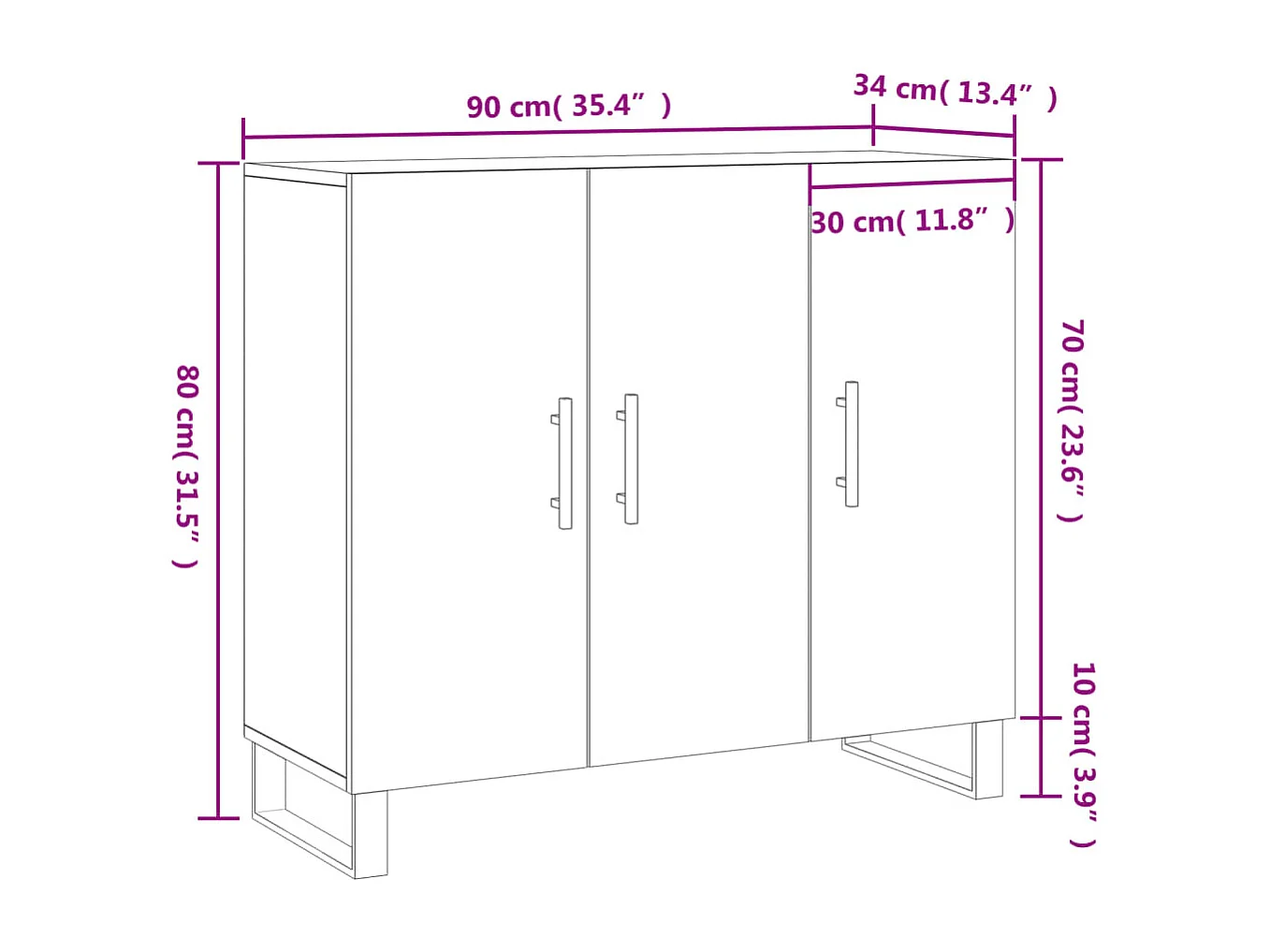 Sideboard Räuchereiche 90x34x80 cm Holzwerkstoff
