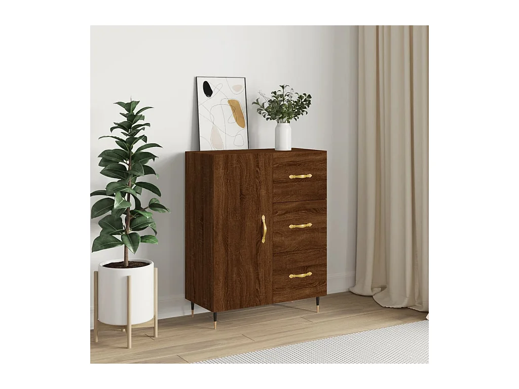 Buffet chêne marron 69,5x34x90 cm bois d'ingénierie