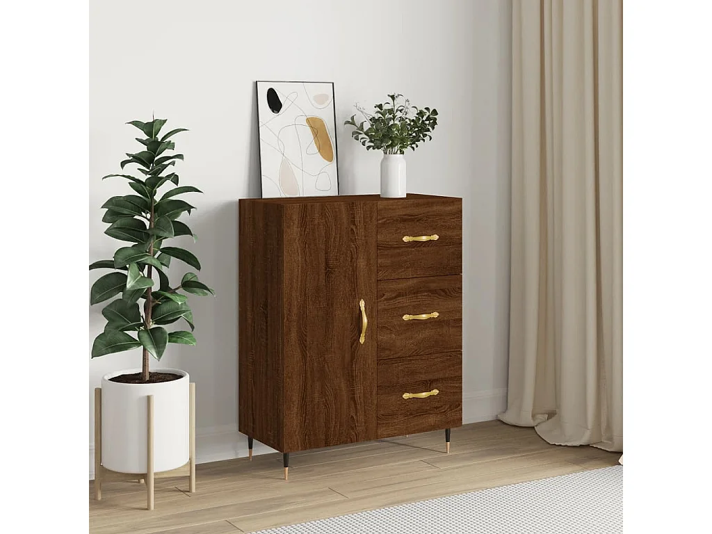 Dressoir 69,5x34x90 cm bewerkt hout bruin eikenkleur
