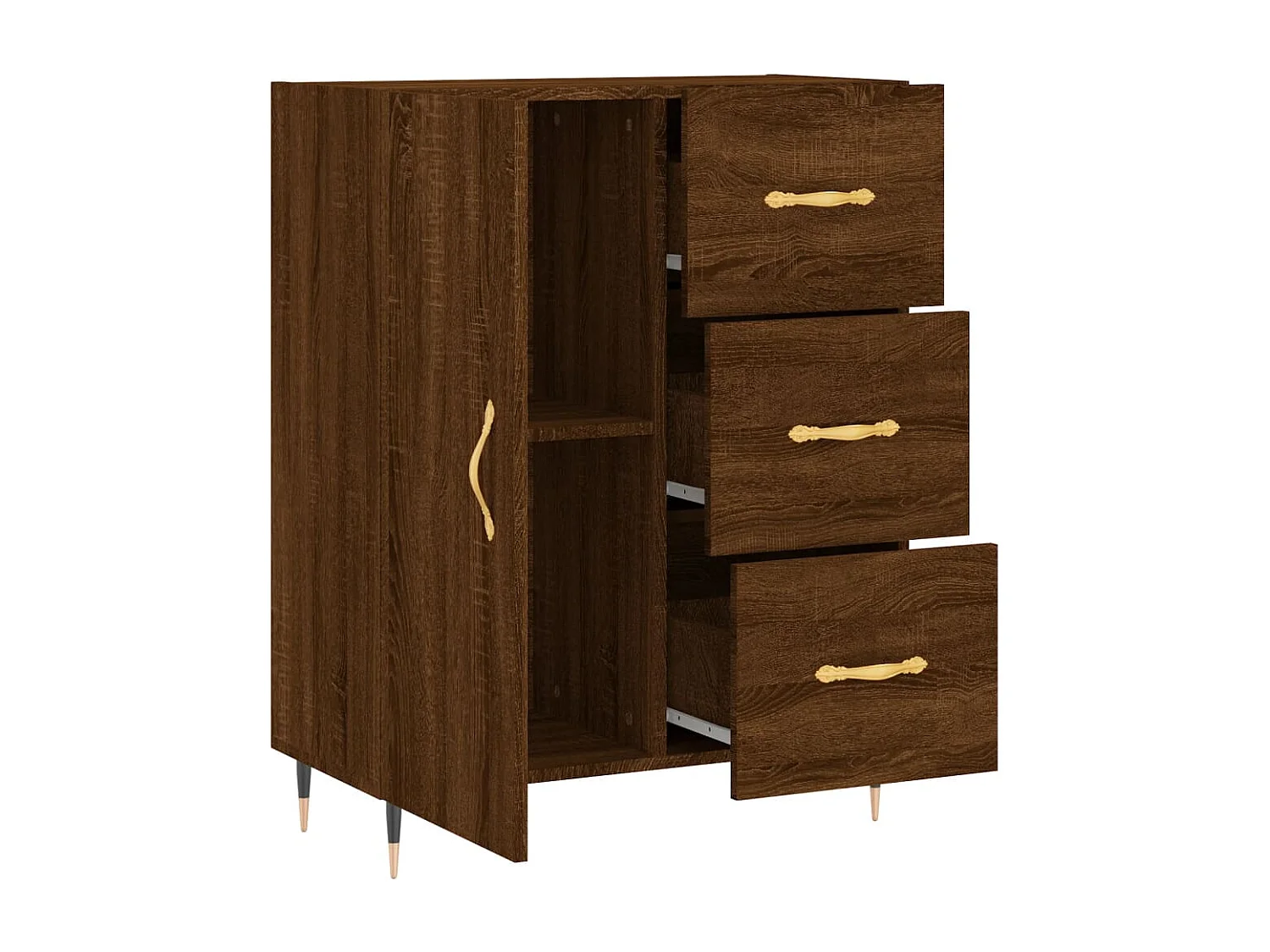 Dressoir 69,5x34x90 cm bewerkt hout bruin eikenkleur