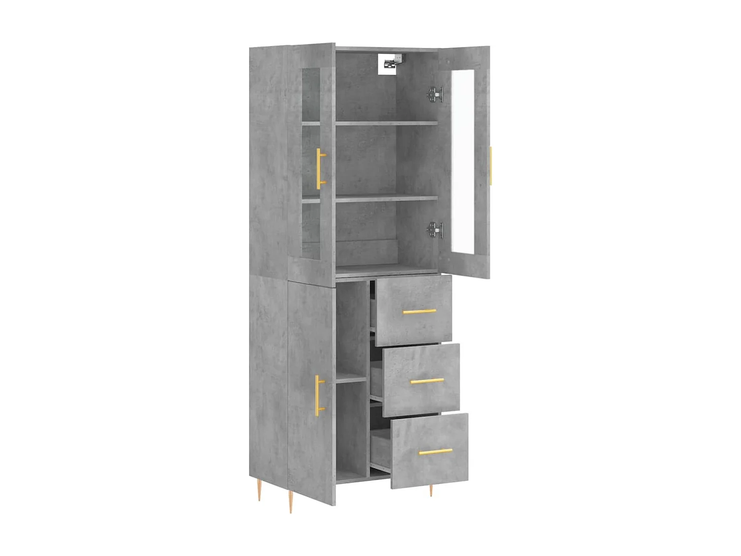 Credenza Grigio Cemento 69,5x34x180 cm in Legno Multistrato