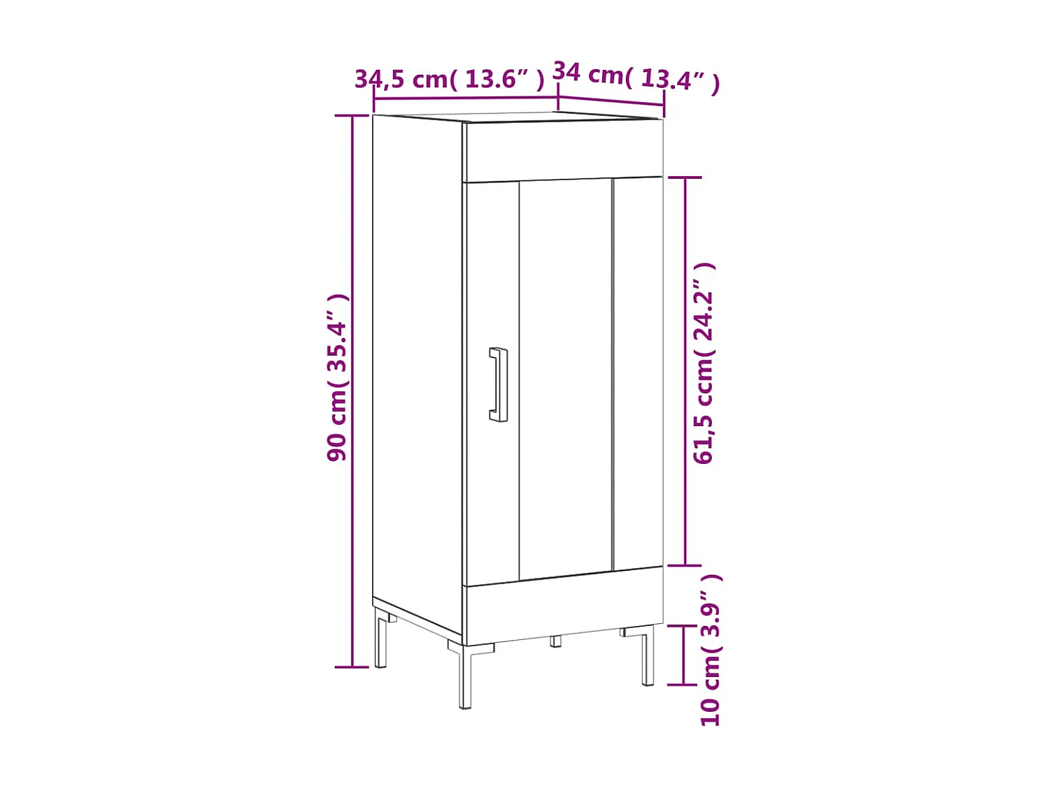 Buffet Sonoma gris 34,5x34x90 cm Bois d'ingénierie