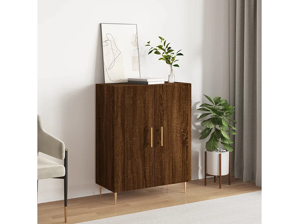 Buffet chêne marron 69,5x34x90 cm bois d'ingénierie