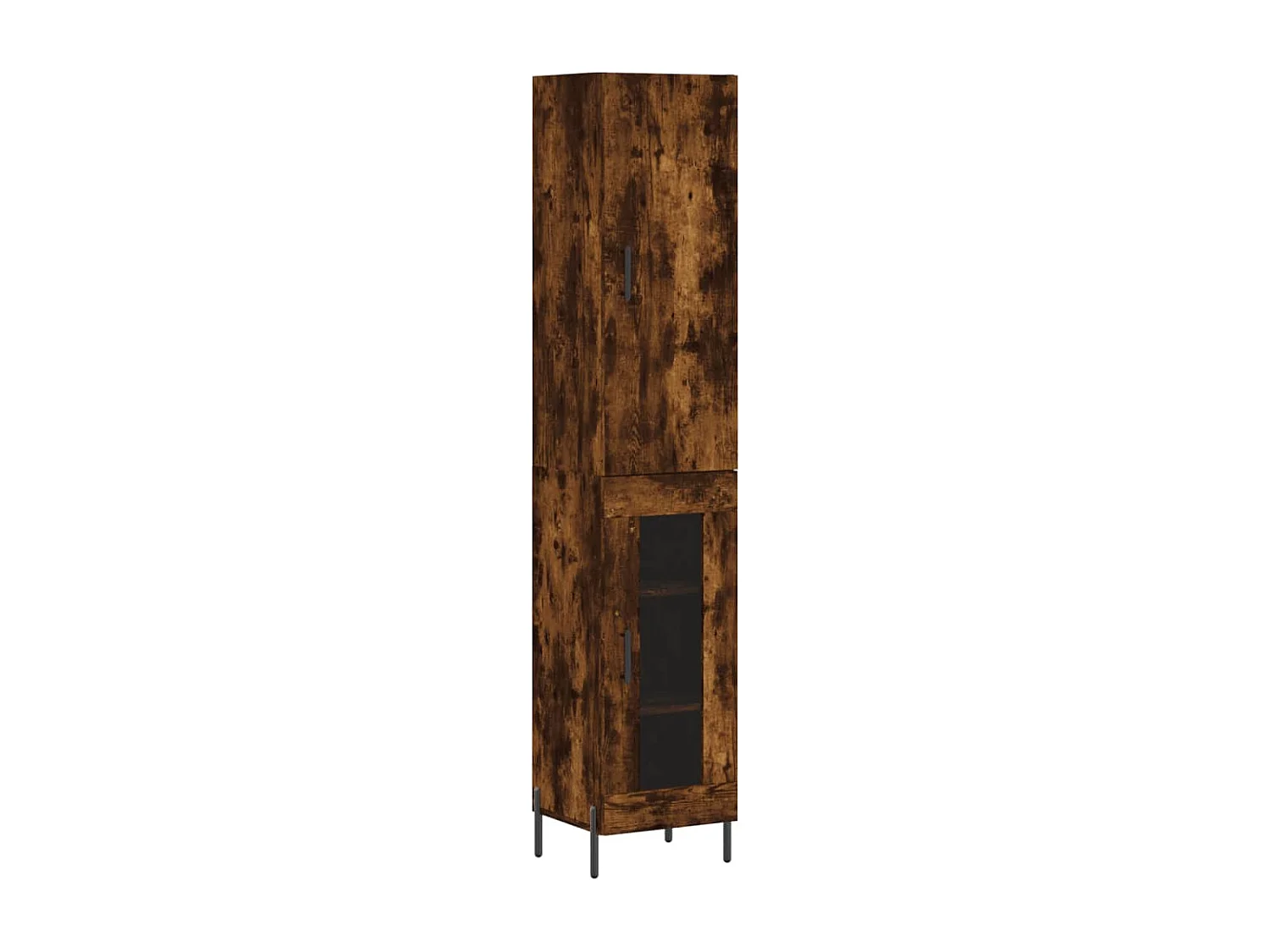Hoge kast 34,5x34x180 cm bewerkt hout gerookt eikenkleurig