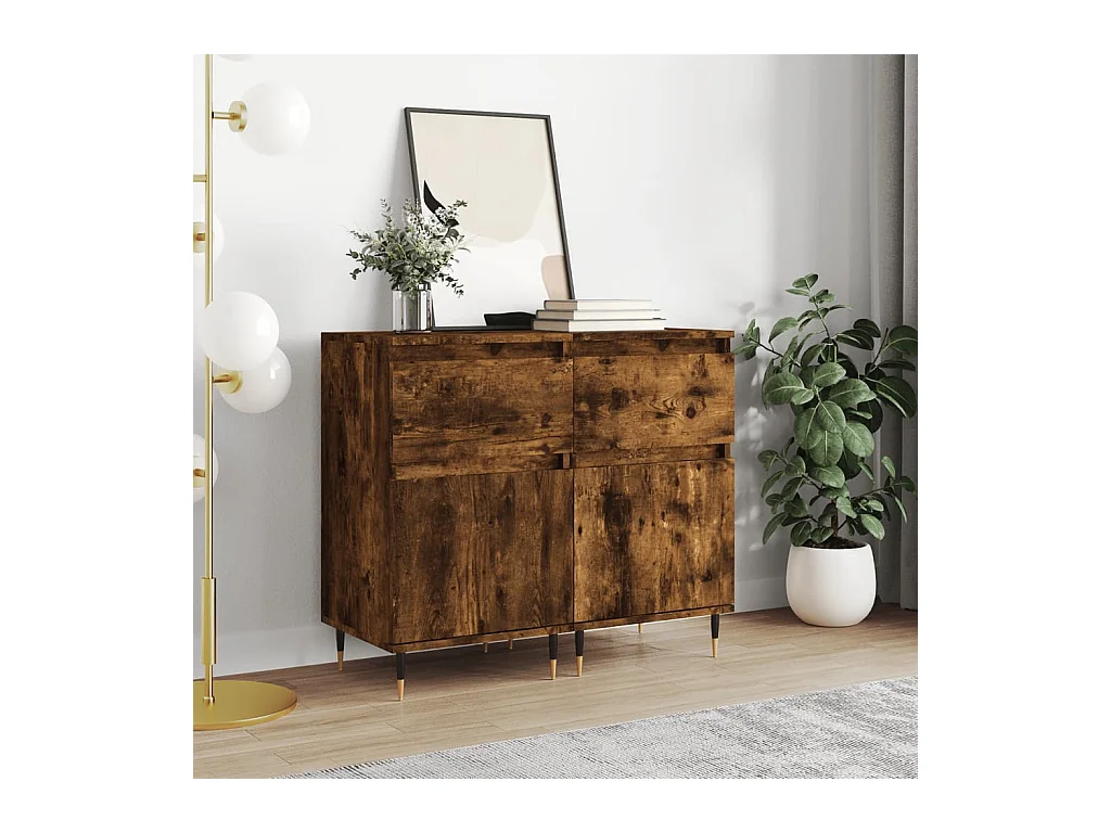 Buffets 2 pcs chêne fumé 40x35x70 cm bois d'ingénierie
