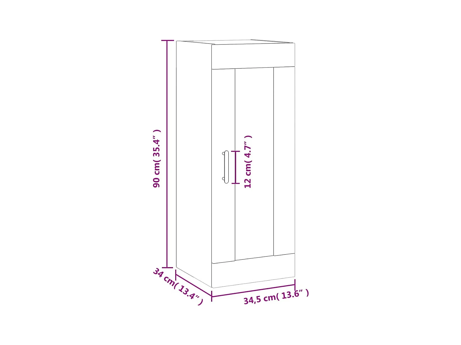 Armoire murale gris béton 34,5x34x90 cm