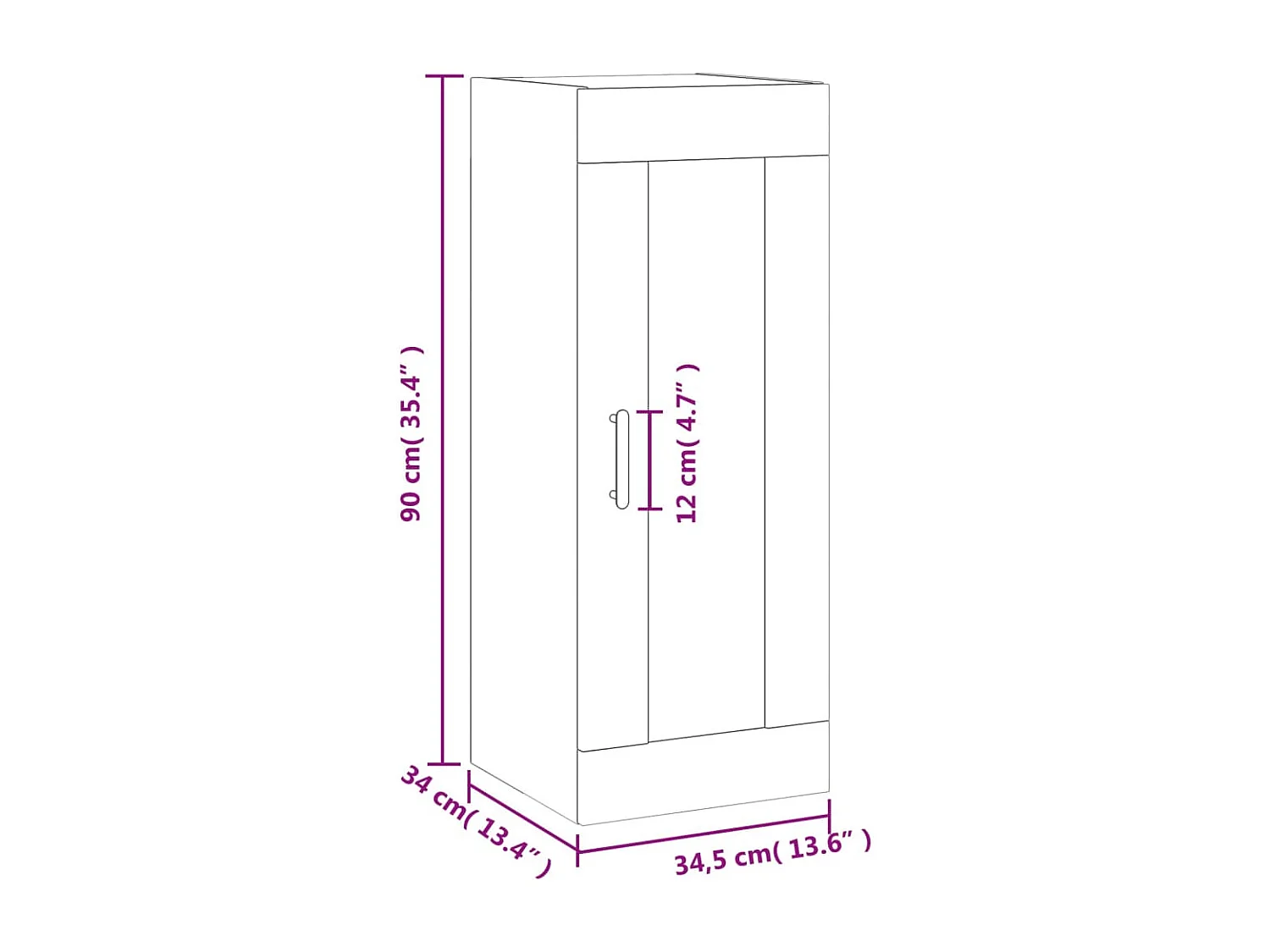 Armoire murale gris béton 34,5x34x90 cm