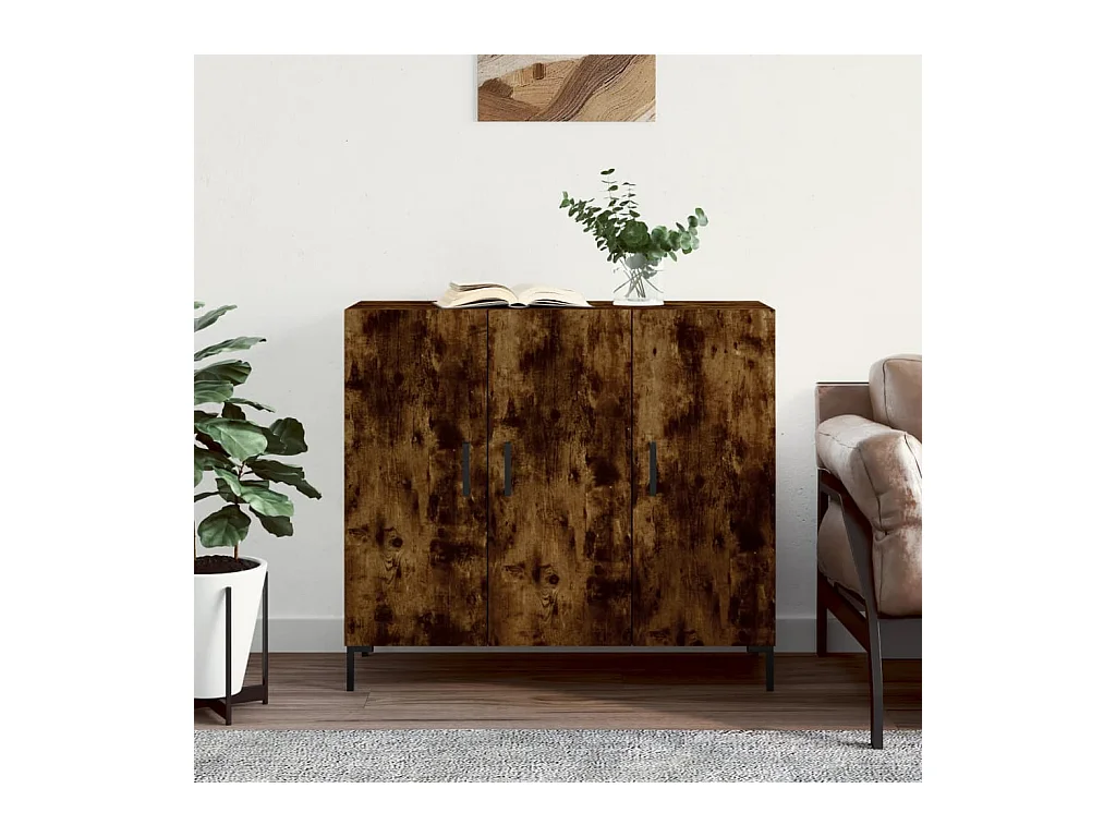 Buffet chêne fumé 90x34x80 cm bois d'ingénierie