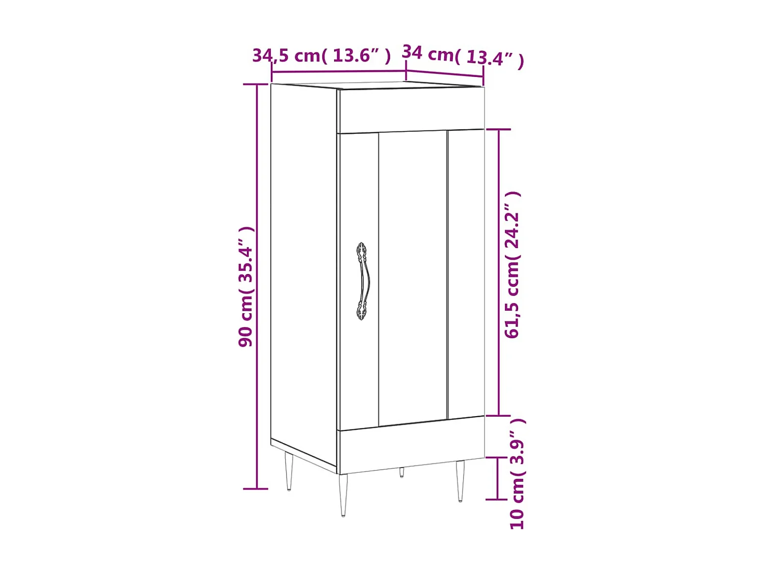 Buffet Noir 34,5x34x90 cm Bois d'ingénierie