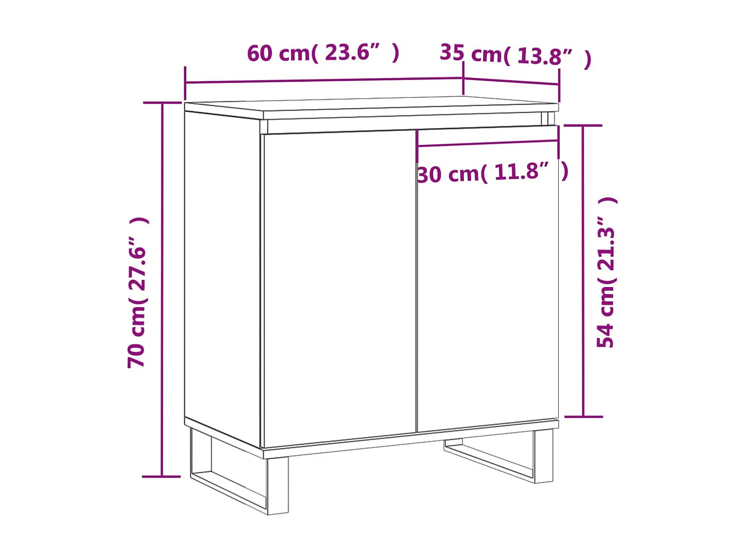 Buffet Sonoma gris 60x35x70 cm Bois d'ingénierie