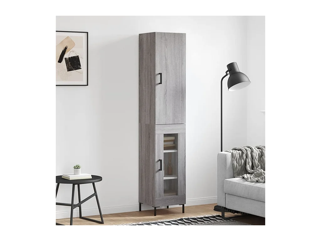Buffet haut Sonoma gris 34,5x34x180 cm Bois d'ingénierie