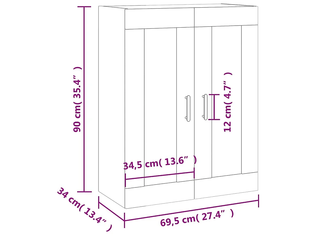 Wandschrank Grau Sonoma 69,5x34x90 cm