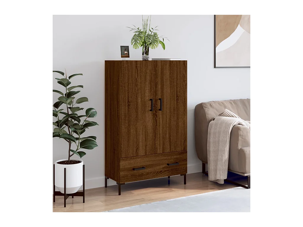 Buffet haut chêne marron 69,5x31x115 cm bois d'ingénierie