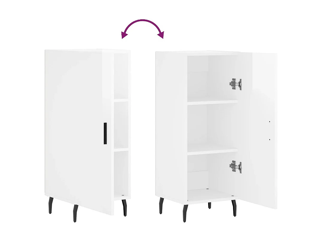 Sideboard Hochglanz-Weiß 34,5x34x90 cm Holzwerkstoff