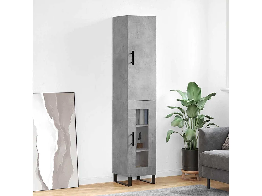 Credenza Grigio Cemento 34,5x34x180 cm in Legno Multistrato
