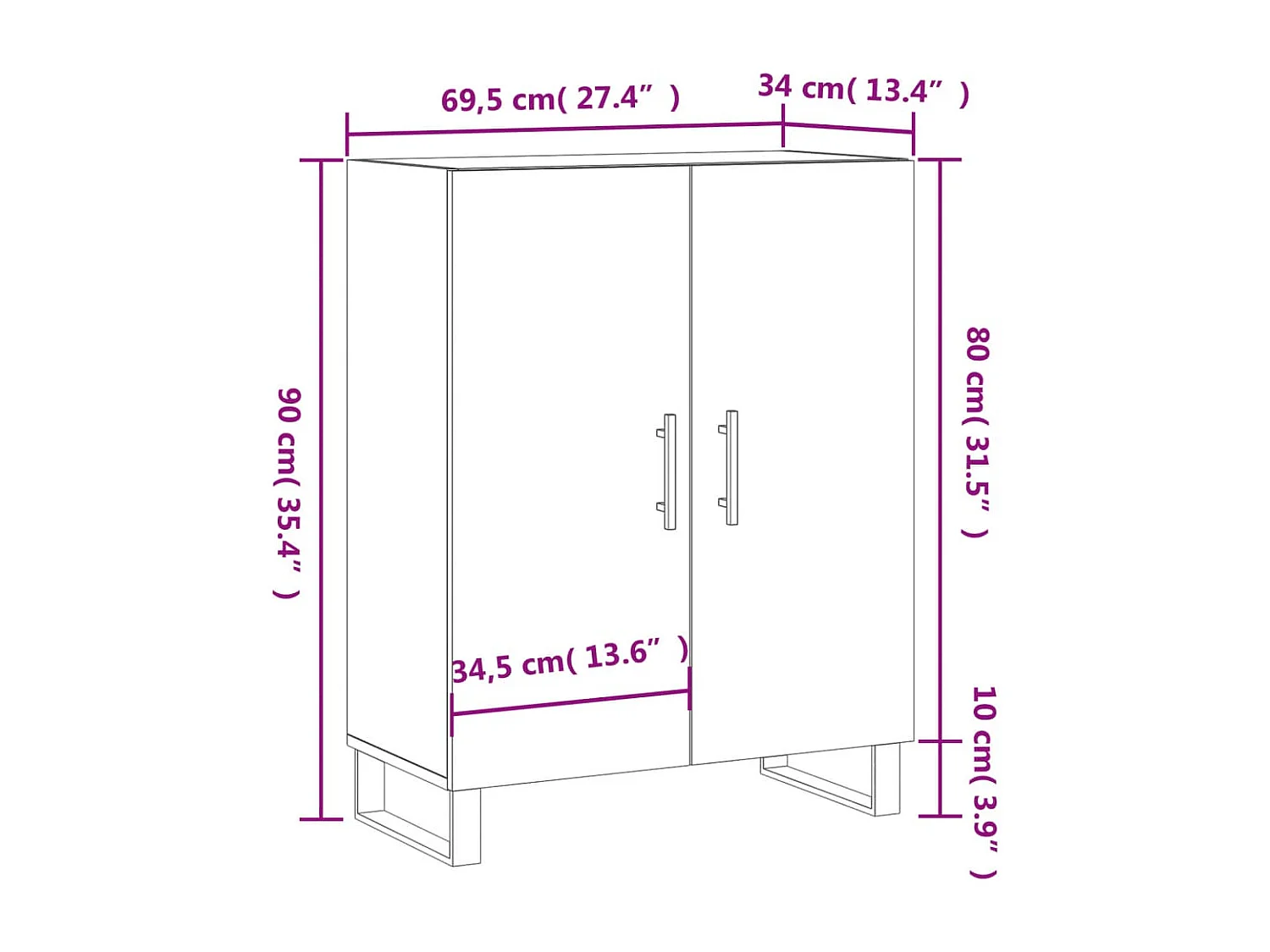Buffet sonoma gris 69,5x34x90 cm bois d'ingénierie