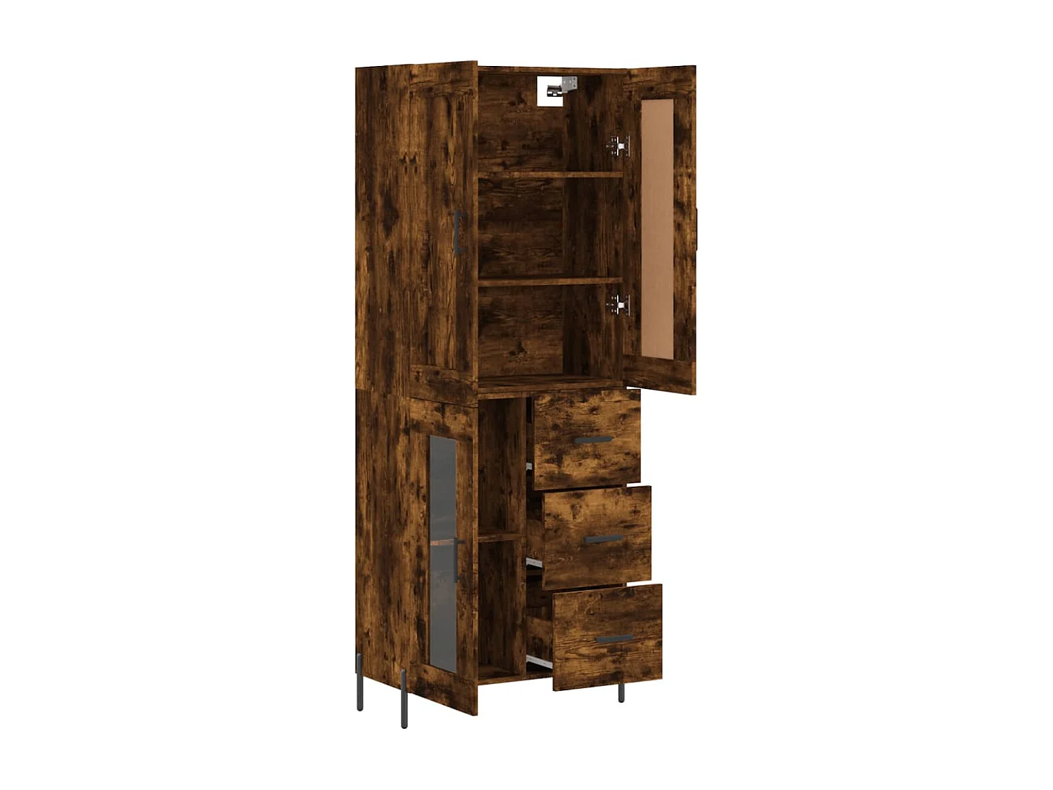 Buffet haut Chêne fumé 69,5x34x180 cm Bois d'ingénierie