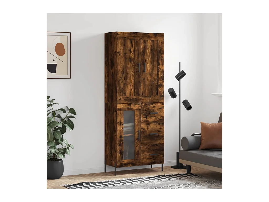 Credenza Rovere Fumo  69,5x34x180 cm in Legno Multistrato