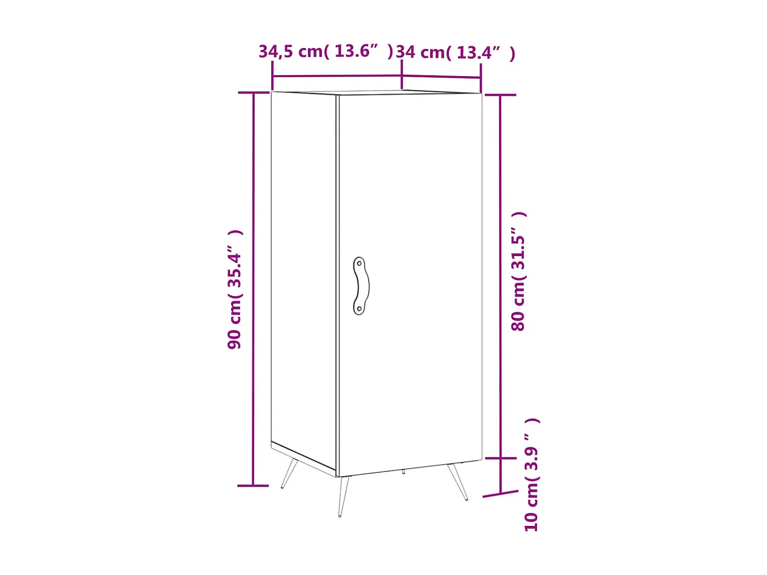 Buffet Chêne marron 34,5x34x90 cm Bois d'ingénierie