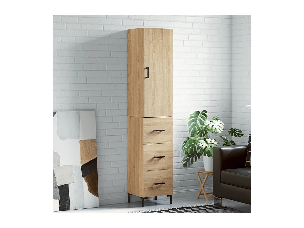 Buffet haut Chêne sonoma 34,5x34x180 cm Bois d'ingénierie