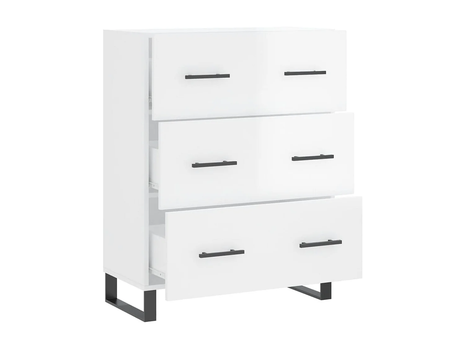 Buffet Blanc brillant 69,5x34x90 cm Bois d'ingénierie